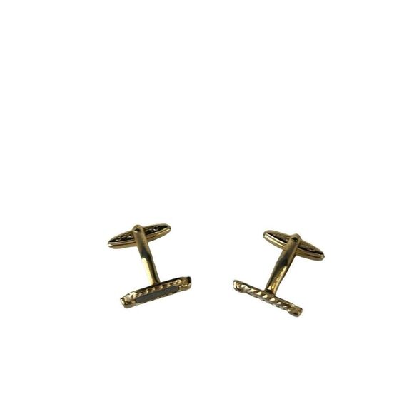 Christian Dior Authentic Rectangular Cufflinks Gold Black Stone Men's Jewelry - Picture 4 of 8
